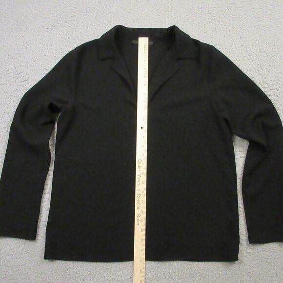 Jenni Kayne Womens Crepe‎ Georgette Shirt Top size M Polo Collar Blouse Black - Picture 6 of 9